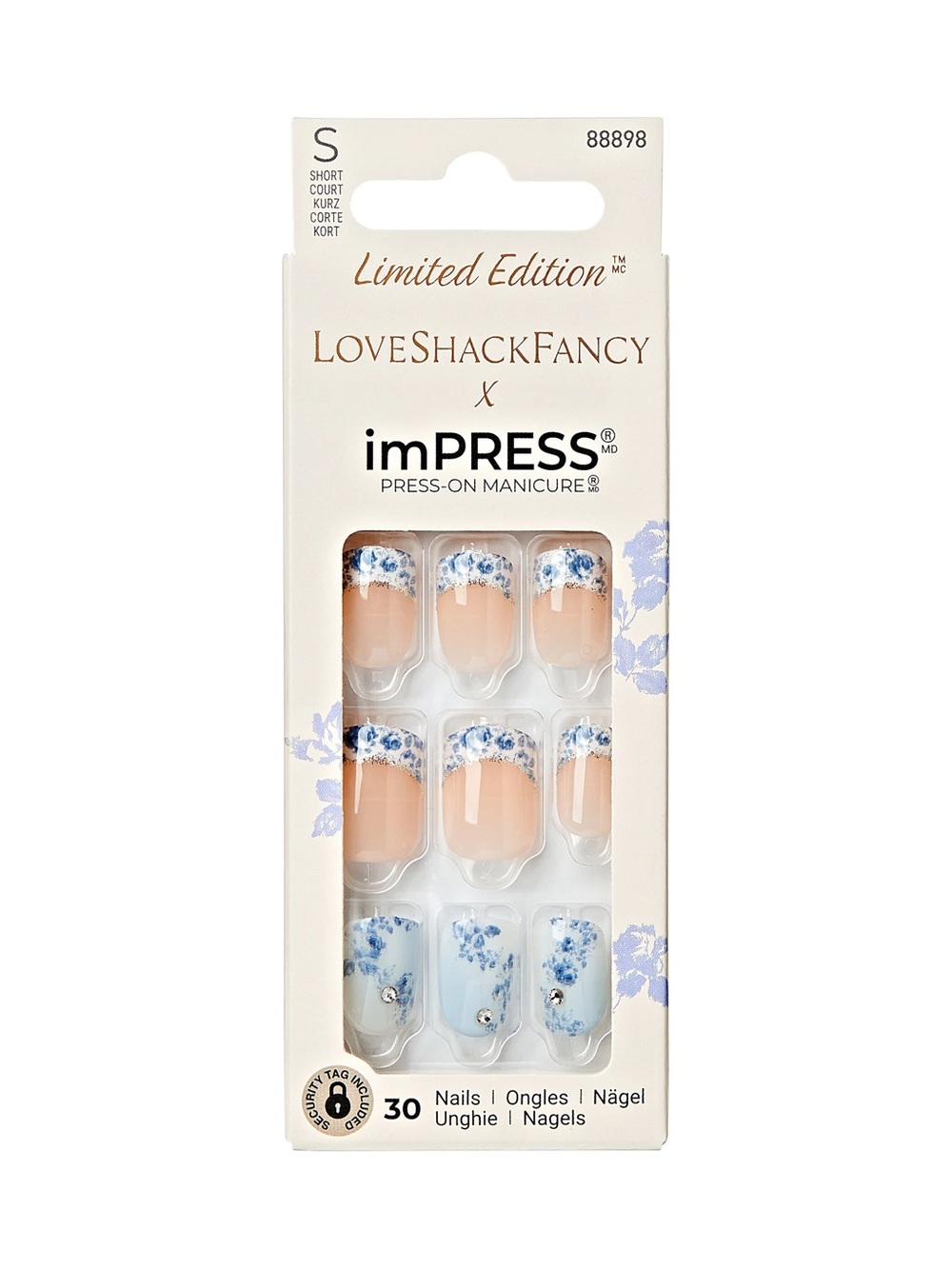 LoveShackFancy Blue & Nude Floral Press-On Nails